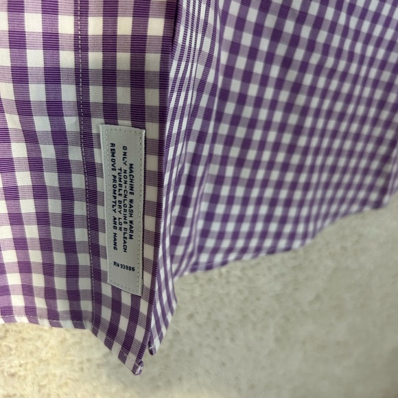 Brooks Brothers 346 Slim Fit Purple Plaid Long Sleeve Button Down Preppy Work - Picture 2 of 6